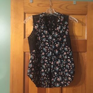 Tank-top mix media blouse